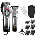 Silver Cordless Hair Clippers & Trimmer Set for Men, Professional Grooming Kit