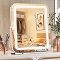 MINISO Vanity Mirror with Lights, 9.8" x 11.8" LED Makeup Mirror, Light & Brightness Adjustment, Smart Sensor, Aluminum Alloy Metal White Frame, with 5X Magnifying Glass