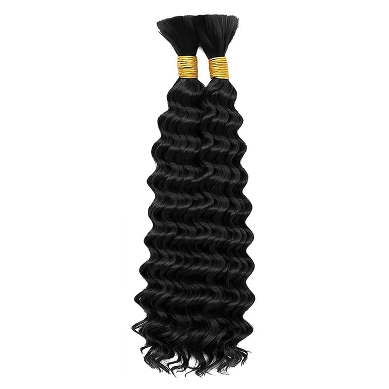 Deep Wave Human Braiding Hair Bundles 18 Inch – Brazilian Virgin Curly Hair for Boho Braids