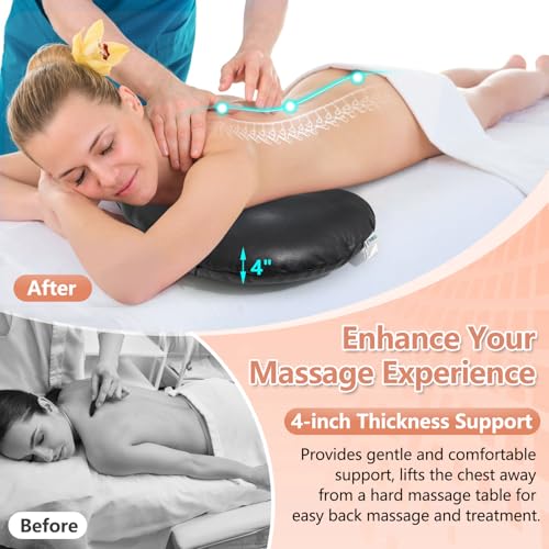 Breast Pillow for Massage Table, Massage Breast Support Pillow for Sleeping, Massage Bolster Wedge, Post Surgery Breast Pillow Chest, Faux Leather Spa Massage Cushion Prone Pillow for Beauty Salon