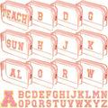 Pink Clear Makeup Bag with Initial Chenille Patches - 12 Pack, Personalizable
