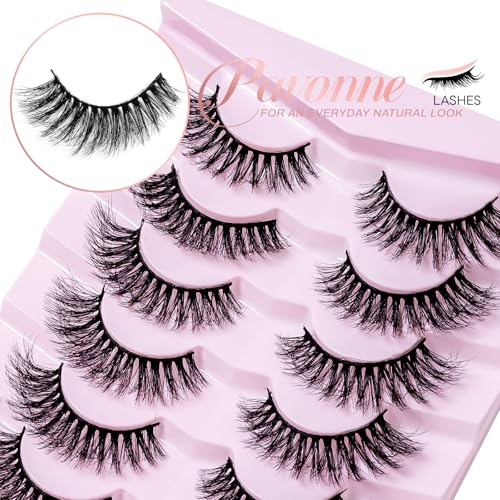 Cat Eye Lashes Wispy Fluffy, 8D Faux Mink 12-18MM (7 Pairs) - Dramatic Volume, Waterproof Lightweight, Daily & Party Wear, Reusable (B Curl)