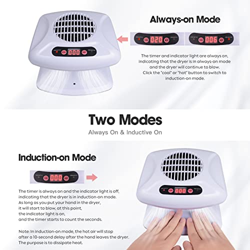 Gegong Air Nail Dryer with Auto Sensor 300W Hand & Foot Fast Drying Light Blue