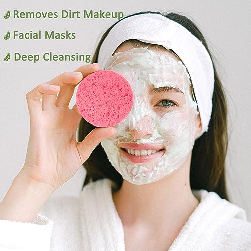 Pink Compressed Facial Sponges - 300 Count Deep Cleansing & Exfoliating Face Sponges