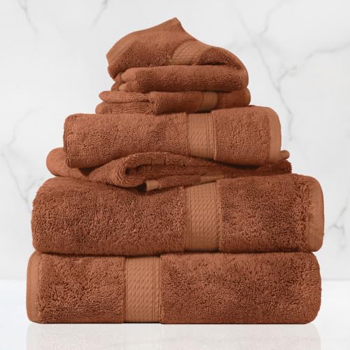 Rust - Superior Egyptian Cotton 6-Piece Towel Set Ultra Plush & Absorbent