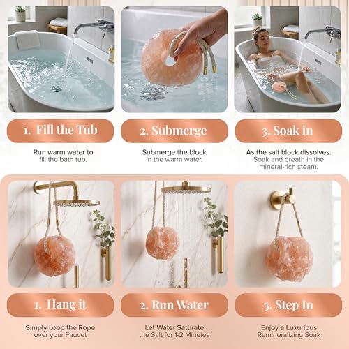 UMAID 4 lb Himalayan Pink Salt Rock for Shower & Bath - Spa Wellness Gift