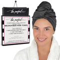 THE PERFECT HAIRCARE Black Microfiber Hair Towel Wrap Large Fast Drying Anti-Frizz for Women