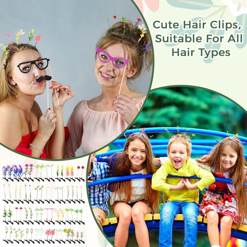 300 Pcs Rave Bean Sprout Hair Clips - Plant Style, Colorful & Playful