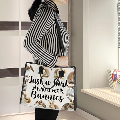LEVLO Funny Bunny Cosmetic Bag Animal Lover Gift Just A Girl Who Loves Bunnies Makeup Zipper Pouch Bag Bunny Lover Gift For Women Girls (Loves Bunnies LT)