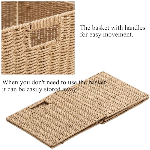 HaoGZMZFCL Handwoven Paper Cube Storage Baskets Set of 4 Natural 13x13x13 inches