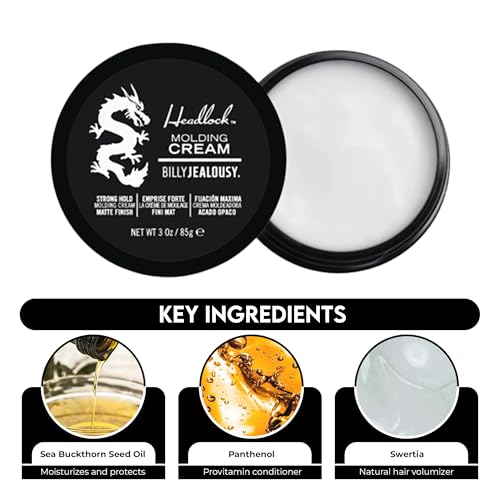 Men's Hair Styling Cream - Strong Hold, Matte Finish, 3 Ounce Pack of 2 - Natural Look for All Hair Lengths