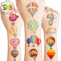 96PCS Hot Air Balloon Temporary Tattoos for Kids - Cute Birthday Party Supplies, Fun Stickers for Boys & Girls, Party Favors, School Prizes, Baby Shower Decorations