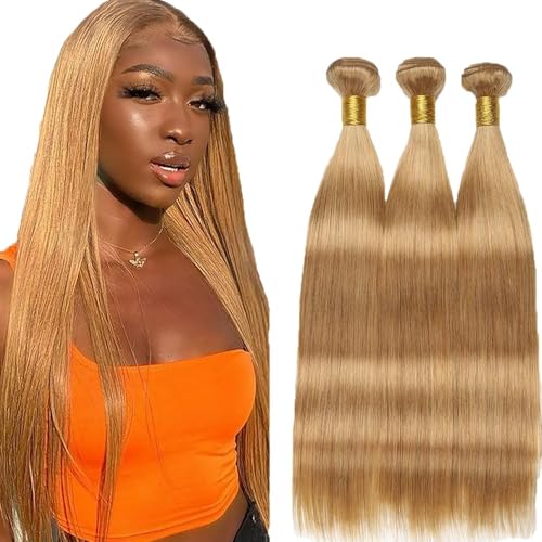 Human Hair Bundles 24 26 28 Inch Brown 27 Straight 12A Raw
