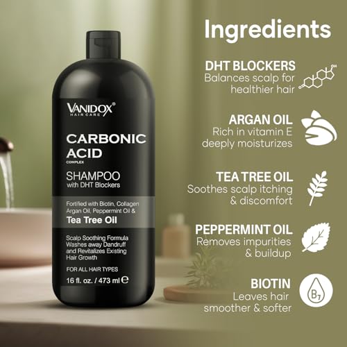 Unscented Carbonic Acid Shampoo - Stimulates Hair Growth, DHT Blockers, Sulfate-Free, 16 Fl Oz