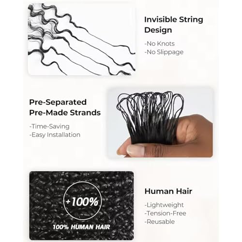 Burmese Curly Human Hair Crochet Extensions 16 Inch Knotless Pre-Separated