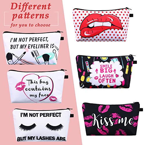 Sanwuta 12 Pieces Cosmetic Makeup Bags Printed Roomy Toiletry Waterproof Beauty Bag Organizer Pouches with Zipper Makeup Accessories for Women(Love Style)