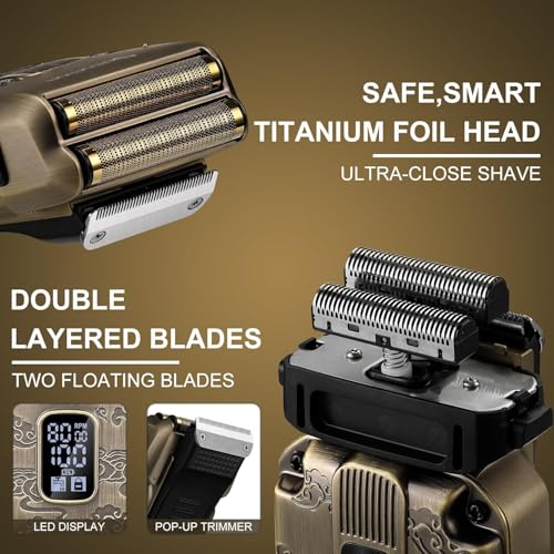Men's Electric Foil Shaver & Beard Trimmer Kit Waterproof Cordless Grooming