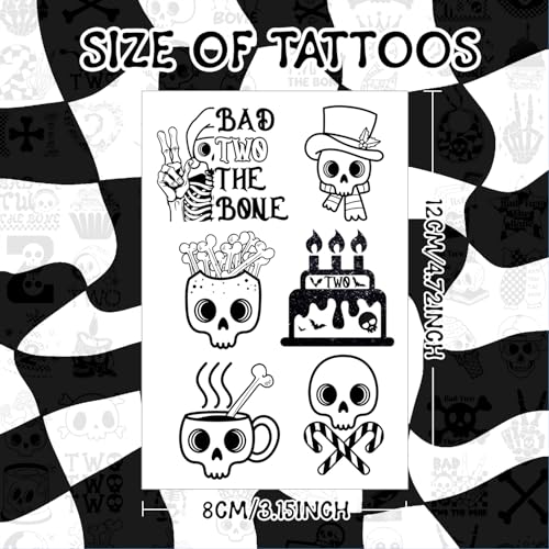Bad Two the Bone Temporary Tattoos Stickers, Bad Two the Bone Birthday Decoration Boy Supplies Gifts for Boy Rock Music 2 Year Old Birthday Born to Rock Party