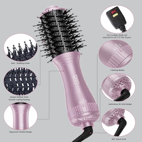 2-Inch Dual Voltage Hair Dryer Brush - Travel Hot Air Styling Tool