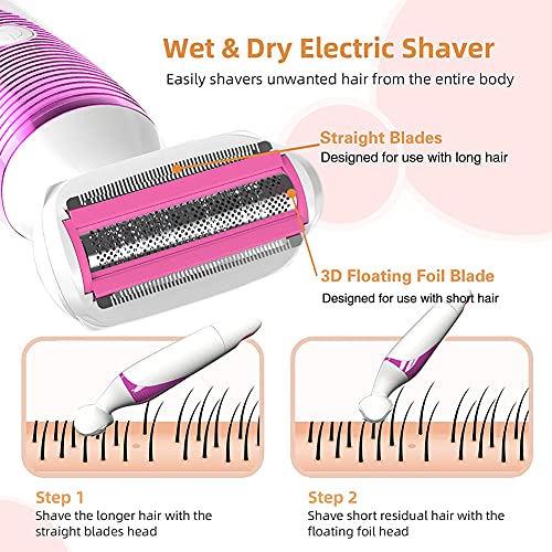 Electric Razors for Women Legs Shavers: 3 in 1 Electric Shavers - Legs and Body Shavers, Nose Hair Trimmer, Eyebrow Shaver
