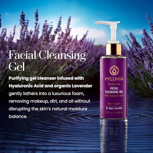Hylunia Facial Cleansing Gel with Hyaluronic Acid 5.1oz - Gentle Hydrating Face Wash for Sensitive & Acne-Prone Skin