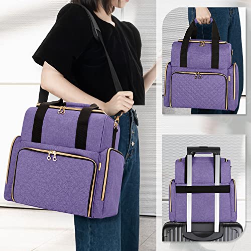 LUXJA Large Travel Makeup Bag with 3 Removable Cases, Cosmetic Bag with Detachable Dividers (Patent Pending), Purple