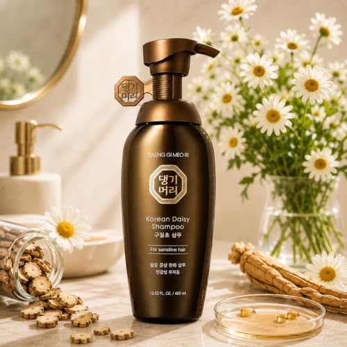 Korean Daisy Shampoo for Sensitive Hair - Herbal Nourishing & Hair Loss Relief, 400ml