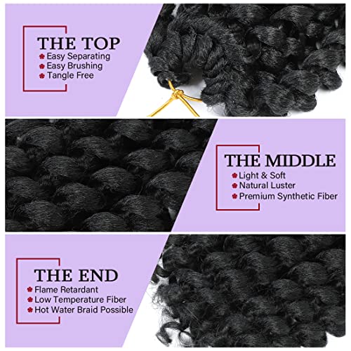 12 Inch Jamaican Bounce Crochet Hair for Black Women - 4 Packs, 72 Roots, Natural Black