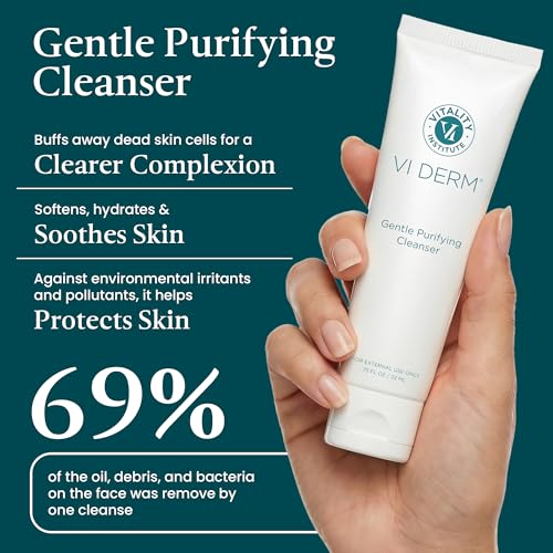 VI Derm Hydrating Gentle Purifying Cleanser ? Face Wash with Aloe Vera, Antioxidants, and Willow Bark, Travel Size Mini Facial Cleanser for Makeup Removal and Sensitive Skin ? 0.75 Fl Oz / 22 mL