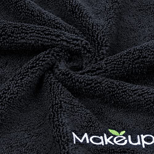 Orighty Black Microfiber Makeup Remover Cloths - 13x13 Inch, Pack of 18
