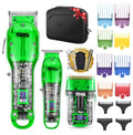 Green DSP 3-in-1 Cordless Hair Clipper Trimmer Shaver Kit for Men with Travel Case