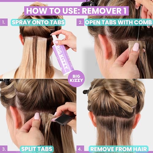 Hair Extension Tape Remover Spray & Replacement Tape Bundle - 8oz + 72 Tabs