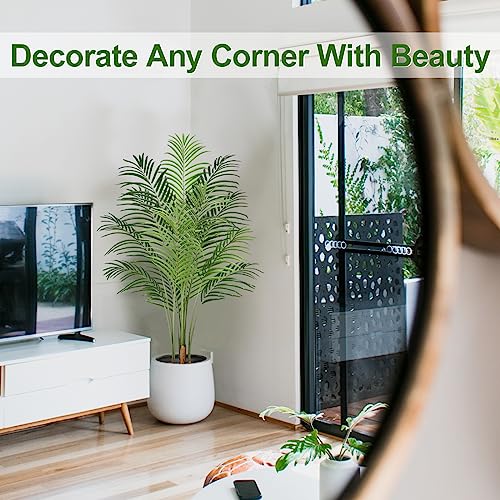 5ft Artificial Palm Tree Indoor Plant - Tall Faux Tropical Paradise Tree in Pot with Real Bark Design