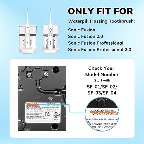 6 Pack Replacement Flossing Toothbrush Heads with Covers for Waterpik Sonic Fusion SF Series - White (Variation: 6p White)