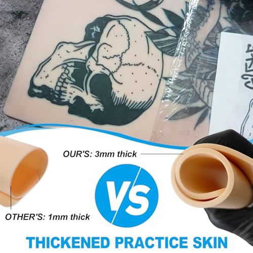 Fake Tattoo Skin Practice Kit 20pcs 3mm Thickness Double-Sided Silicone for Beginners & Artists