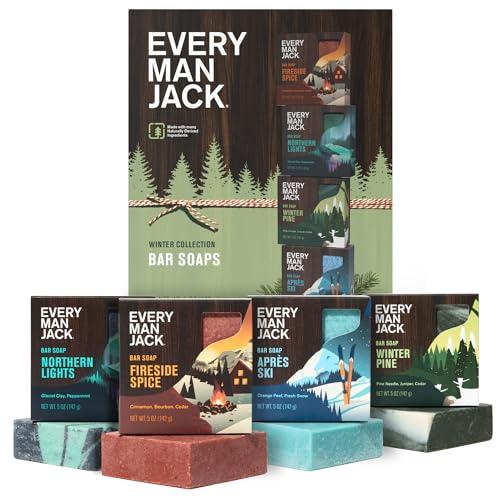Men's Winter Scent Body Bar Soap Gift Pack - 4 Varieties, 5oz Each