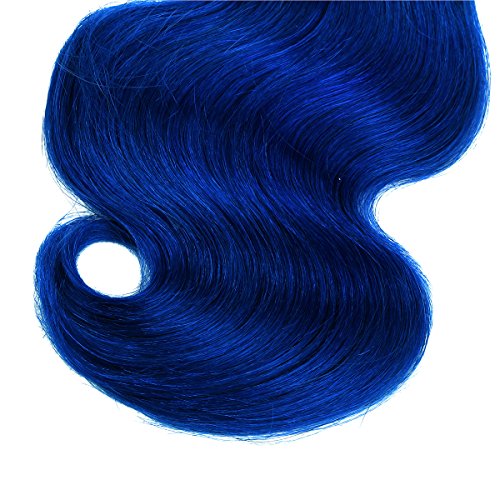 FASHION LINE 8" Human Hair Extensions Ombre Blue 4 Bundles, Brazilian Virgin Body Wave
