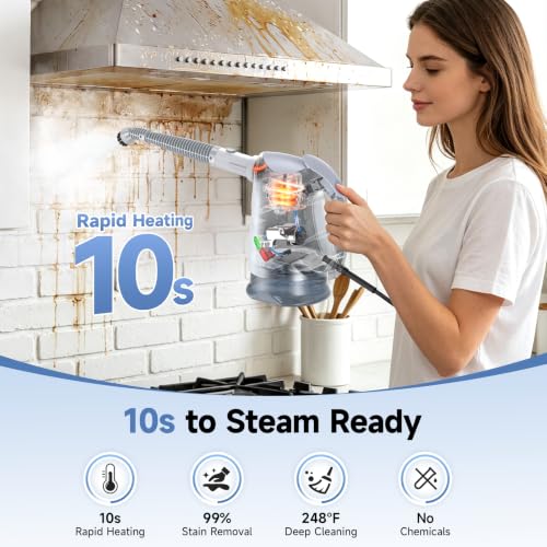 White Steam Mop & Detachable Handheld Steam Cleaner - Versatile Multi-Surface Cleaning