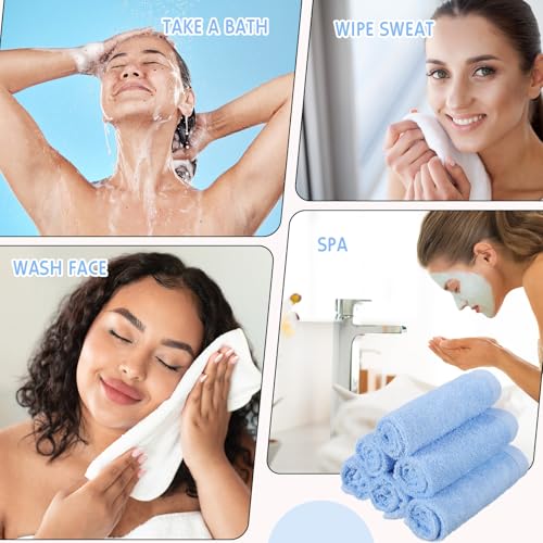 Blue Cotton Face Wash Cloths Set - 40 Pieces, 10x10 Inches, Reusable, Soft