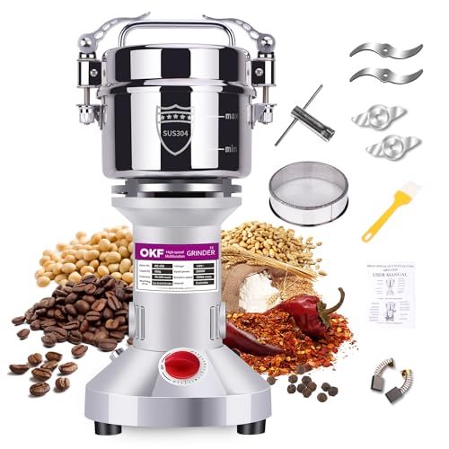 550g Commercial Grain Mill - 304 Stainless Steel Spice & Flour Grinder, 2000W High-Speed Food Processor