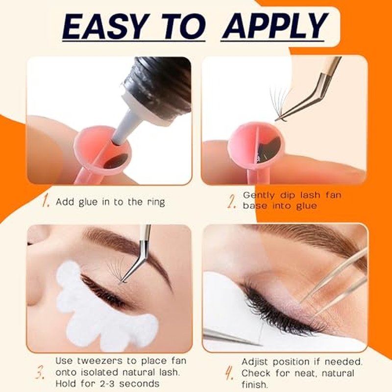 500 Promade Fans - 5D 0.07 Size 10mm Curl D, Napricot Volume Premade Eyelash Fans Extension - Promade Lash Fans for Eyelash Extensions, Middle Stem, Fluffy, Soft - 2 Pairs Eye Pads Lash Extensions
