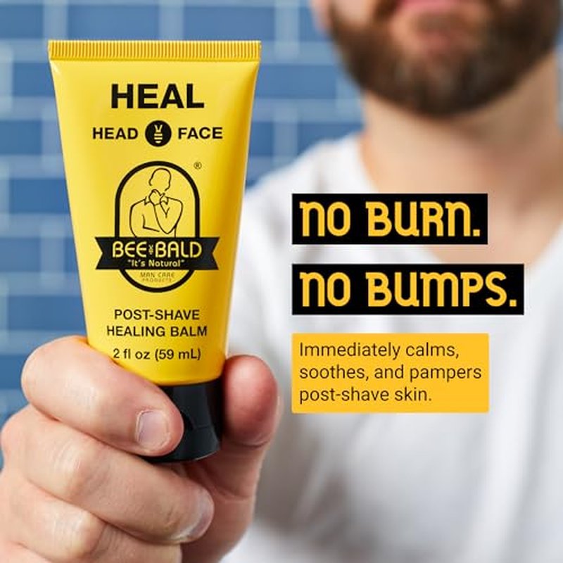 Bee Bald 3-Pack with SHAVE Premium Shaving Cream, HEAL Post-Shave Healing Balm, CLEAN Hydrating Facial Cleanser