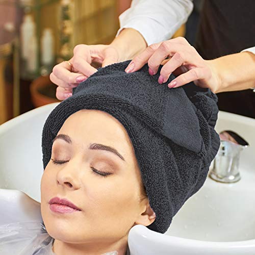 Charcoal Bleach Proof Salon Towels Pack of 12 - Highly Absorbent 100% Cotton Spa Face & Hair Towels for Stylists and Barbers