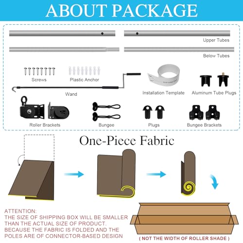 Mocha Patio Shades Roll Up Outdoor Blinds for Porch 7' W x 8' H - UV Blocker