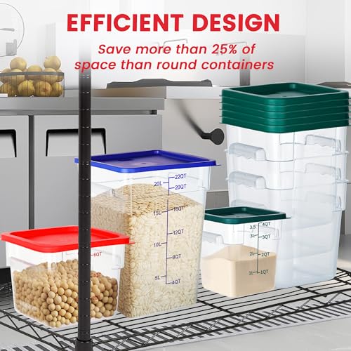 6 Qt Square Food Storage Containers with Lids - Clear, Space-Saving Set (4 Pack, Variation: 6.0 Quarts Square)