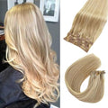 16 Inch Clip-In Hair Extensions Blonde Balayage - Natural Human Hair, 7 Pieces