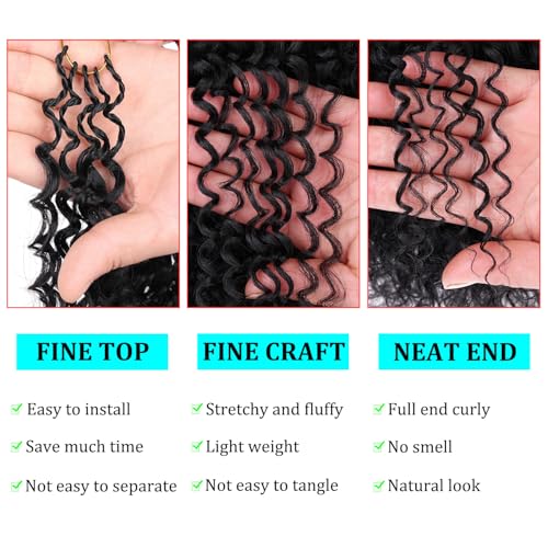 Leeven Pre Looped Micro Kinky Curly Crochet Hair 14 Inch - 8 Packs Black