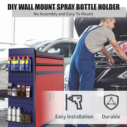 Black Wall-Mounted Spray Bottle Holder 8-Pack Heavy-Duty Steel Storage Rack