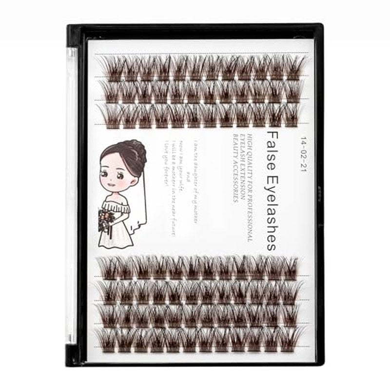 Bodermincer Black/Brown Color Natural Lash Clusters 84pcs Wispy Eyelash Clusters Eyelash Extensions D Curl Individual Lashes Natural Look Lashes with Thin Lash Band (Brown-12mm)