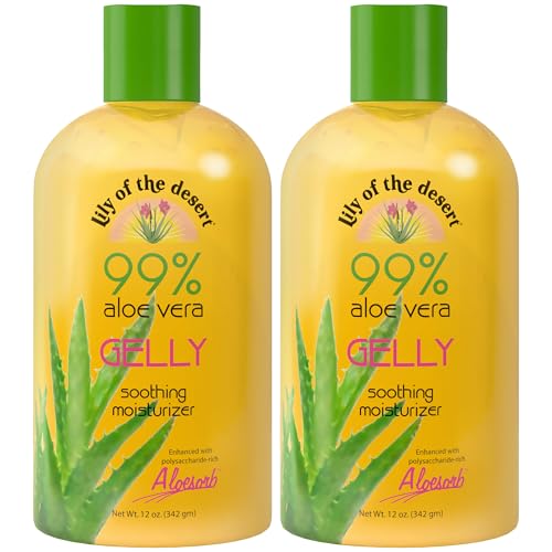 Unscented Aloe Vera Gelly 2-Pack - Soothing Face & Body Moisturizer, 12 Oz